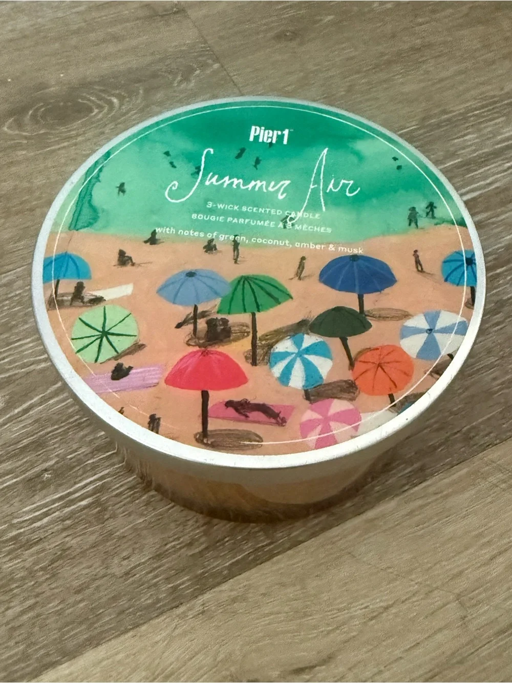 Vintage Pier 1 Summer Air 3 Wick Candle Beachy Lid Strong Scent Rare
